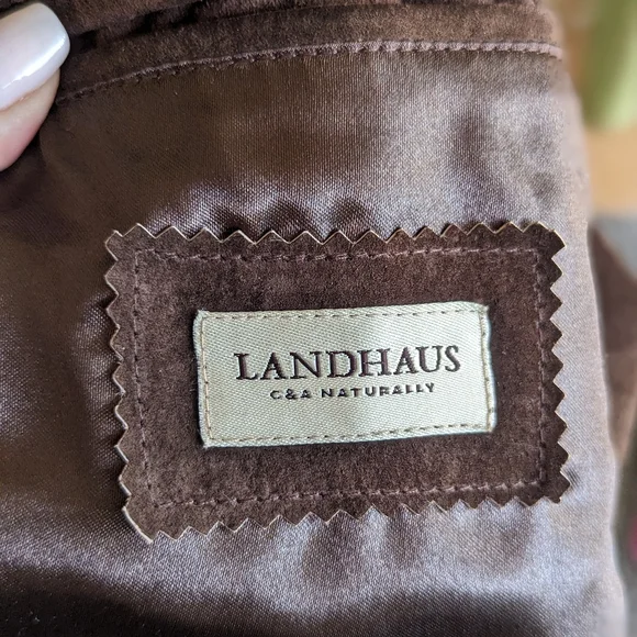 Authentic Vintage Landhaus Suede Leather Blazer Dirndl Tirolean Folklore Lg - Picture 14 of 16